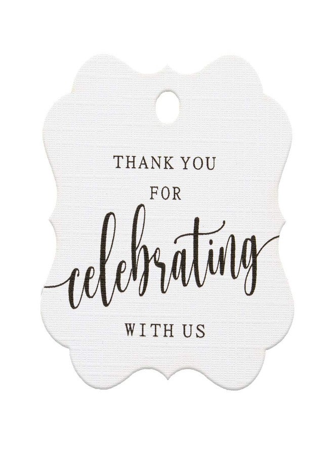 Summer-Ray.com Summer-Ray 50pcs Elegant Square Thank You for Celebrating with Us Favor Tags Wedding Gift Tags (White) - Image 1